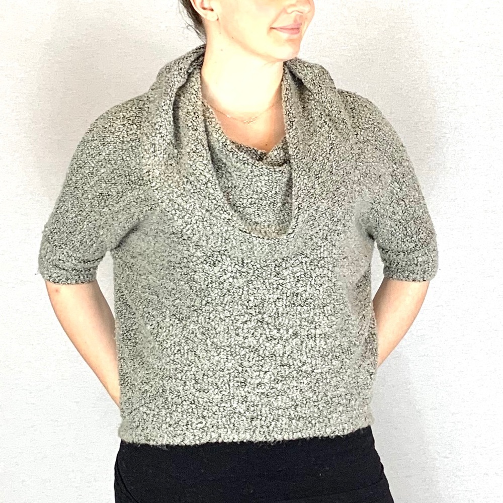 LOFT Grey Cowl Neck Fuzzy Top XS